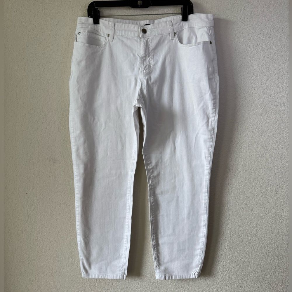 Eileen Fisher White Organic Cotton Stretch Denim Straight Leg Jeans Sz 16 Casual